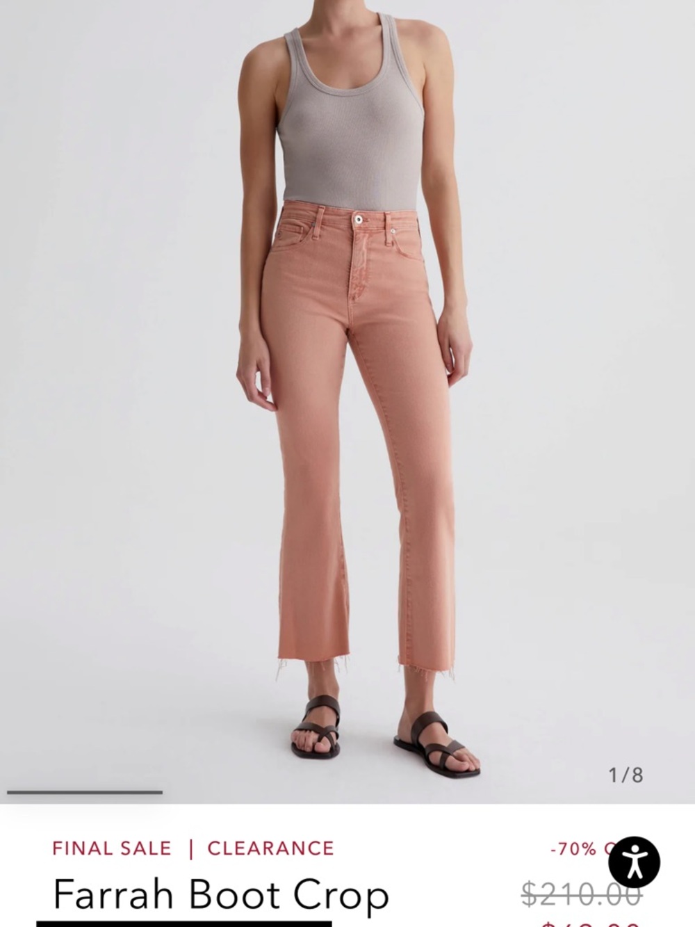 AG Farrah Boot Crop Cloud Soft Denim, size 31